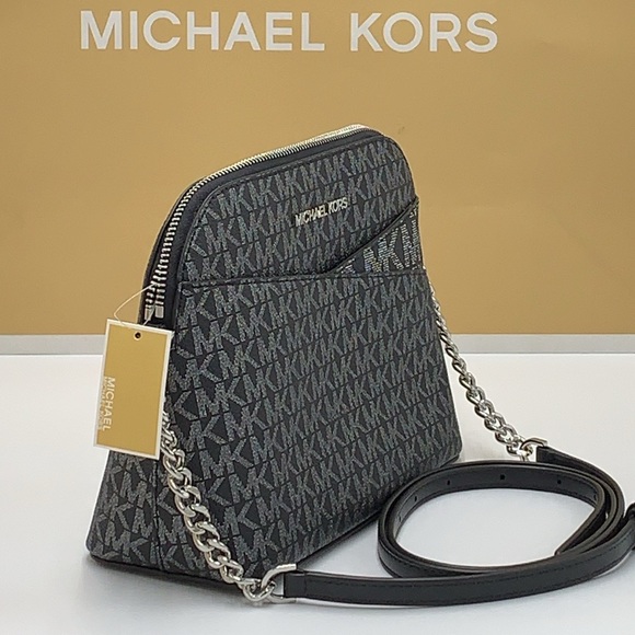 MICHAEL KORS Jet Set Medium Logo Dome Satchel Crossbody 
Black/Silver 
NWT - Picture 16 of 16